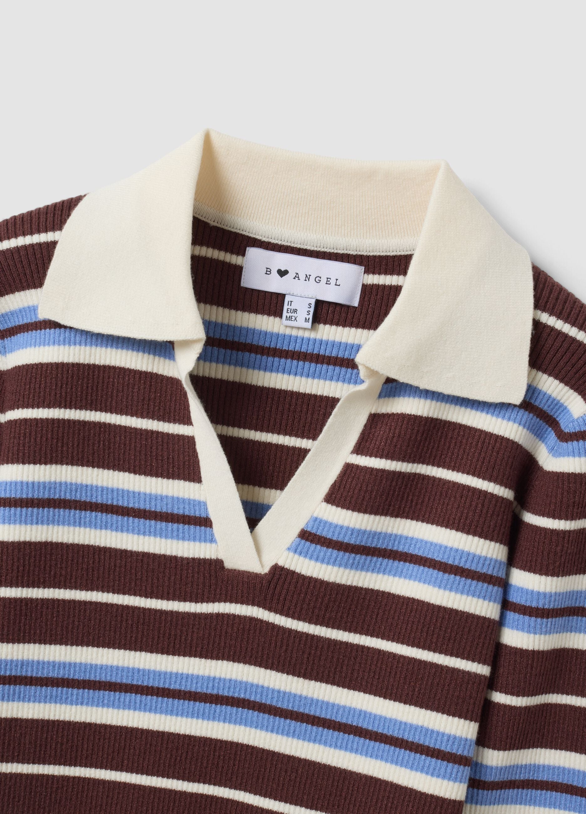 Maglia multicolor a righe in misto viscosa colletto polo fitted