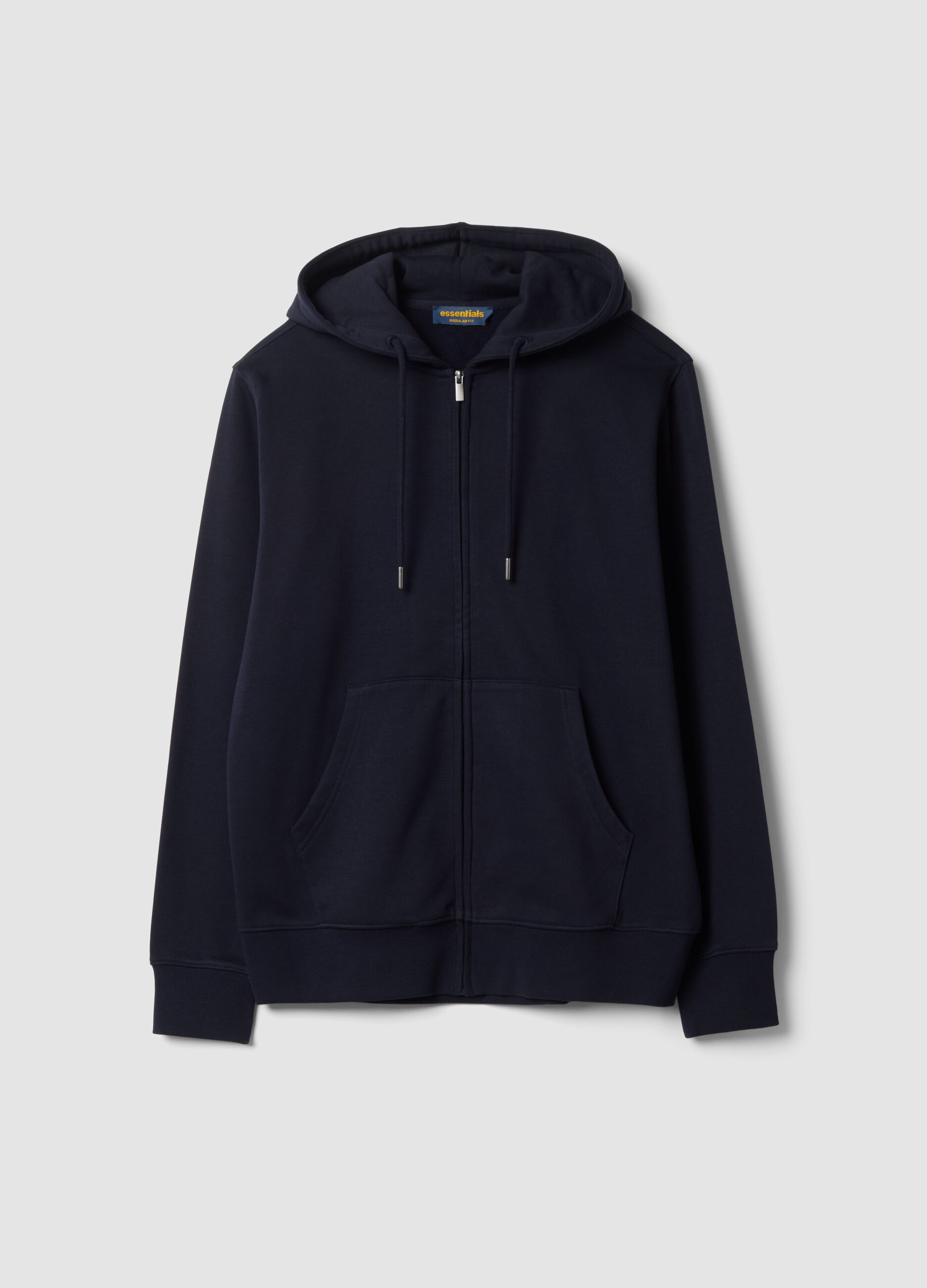 Blue cotton-blend sweatshirt with crew neck and hood