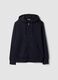 Blue cotton-blend sweatshirt with crew neck and hood_0