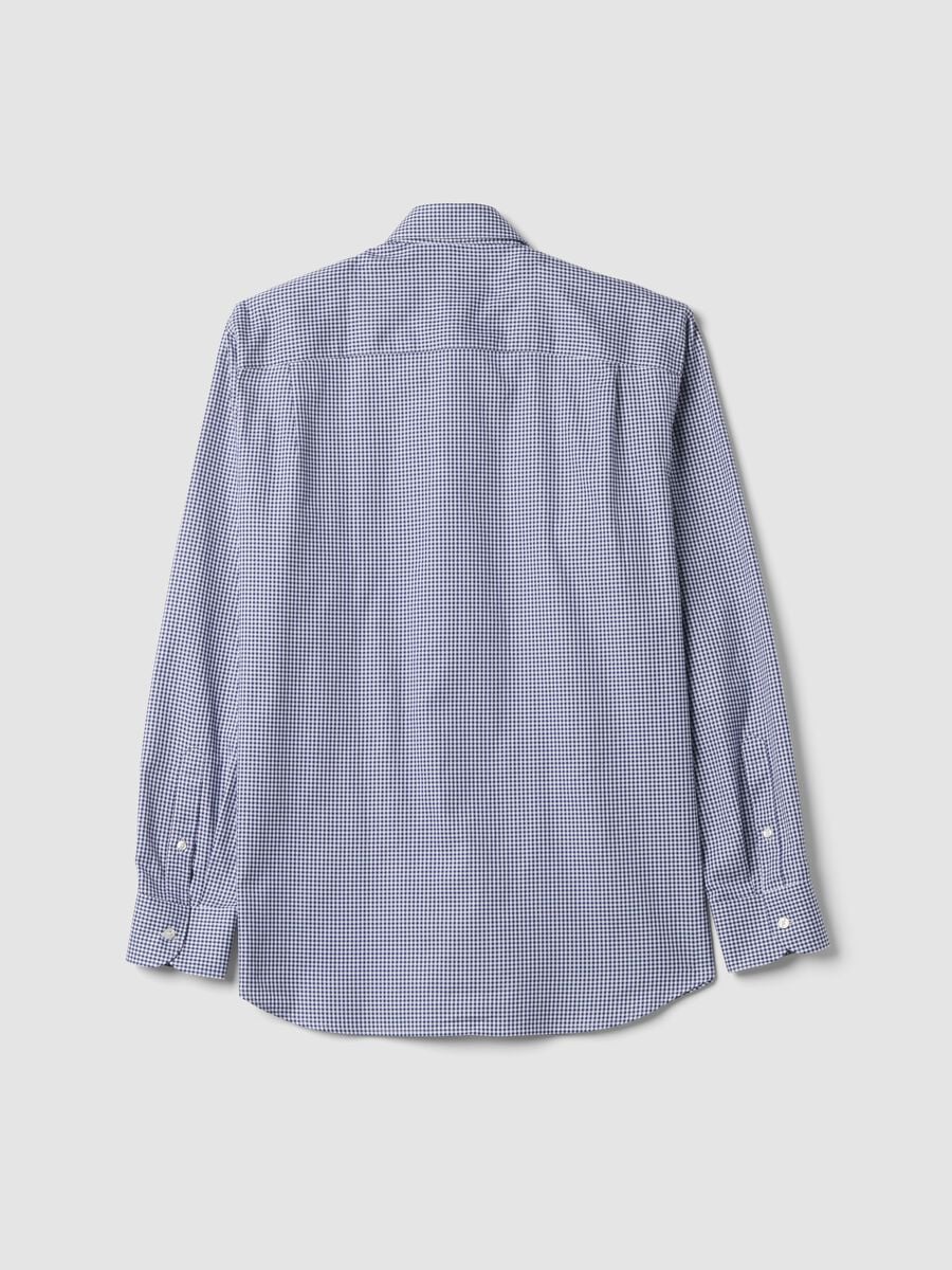 Blue cotton oxford checked shirt, regular fit_6