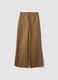 Brown linen-viscose blend wide-leg trousers with structured waistband_0