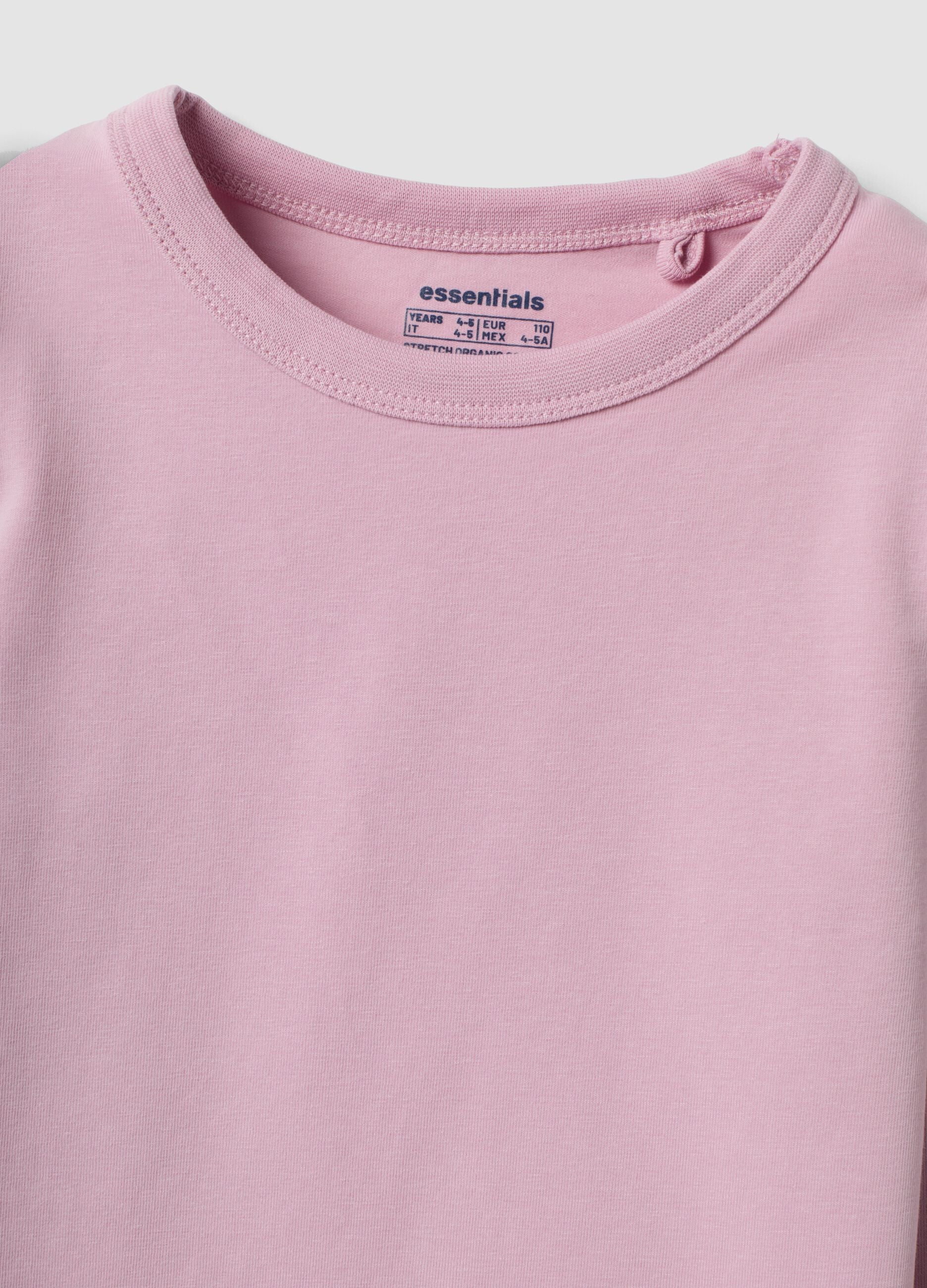Rosa Langarm-T-Shirt aus Stretch-Baumwolle