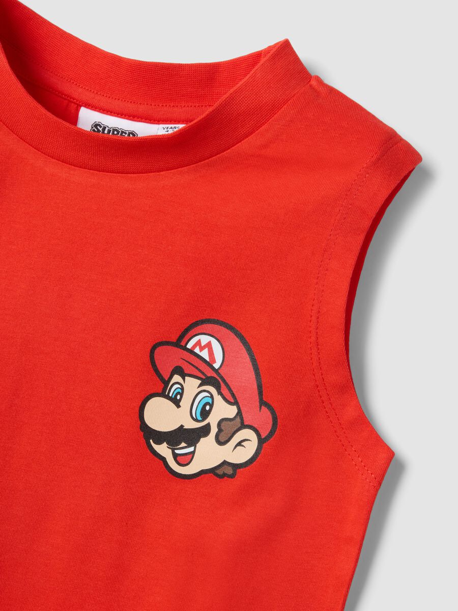 Red 100% cotton Super Mario Bros print vest top for boys_2
