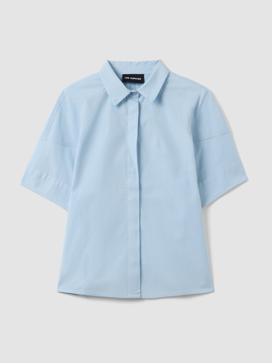 Blaues Kurzarmhemd aus reiner Baumwolle im Regular Fit_4