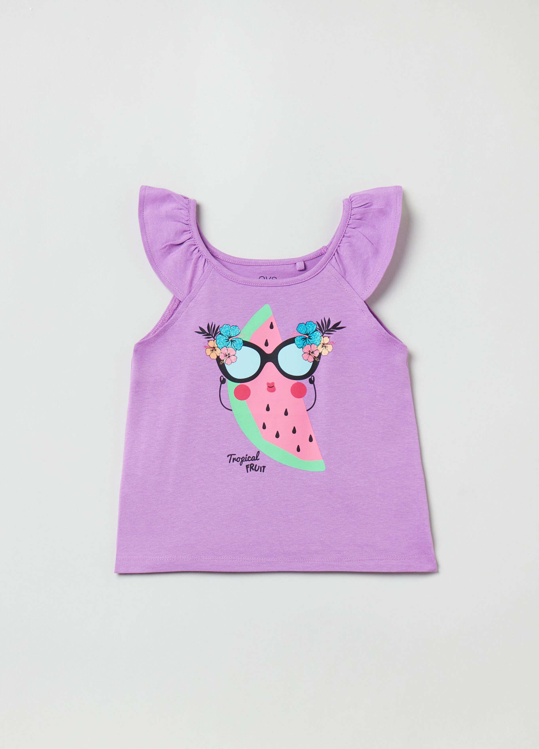 Cotton tank top with print