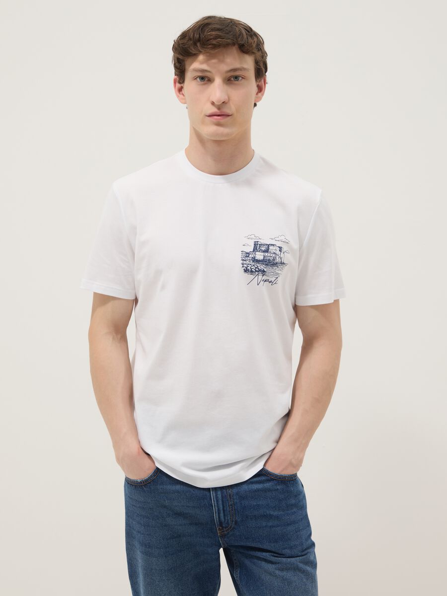 Wei&szlig;es Herren-T-Shirt aus reiner Baumwolle mit kurzen &Auml;rmeln, Regular Fit_0