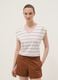 Camiseta beige de algod&oacute;n puro a rayas_2