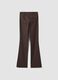 Pantaloni marroni flare in viscosa elasticizzata con fantasia gessata_5