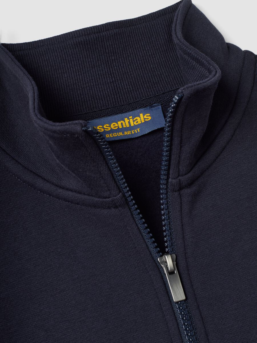 Blue cotton-blend half-zip crew-neck sweatshirt_5
