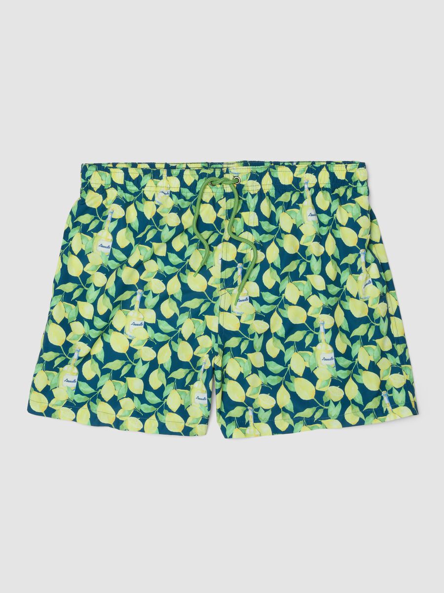 Blue boxer swim shorts with Limoncello print_4