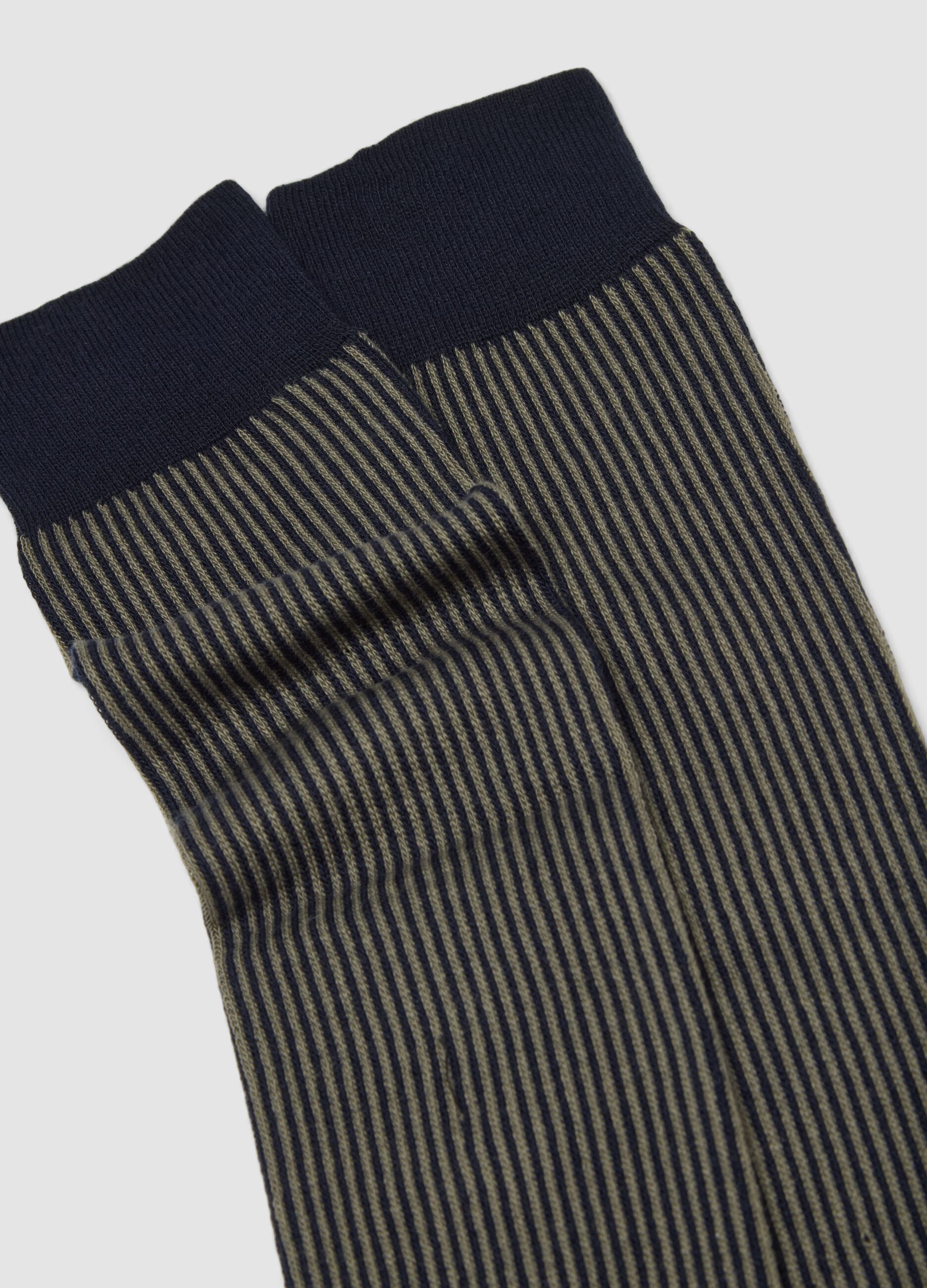 Blue striped long socks in stretch cotton