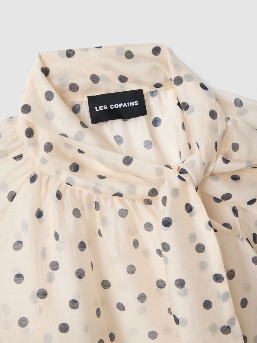 Camicia bianca a pois neri in misto lyocell regular fit_5