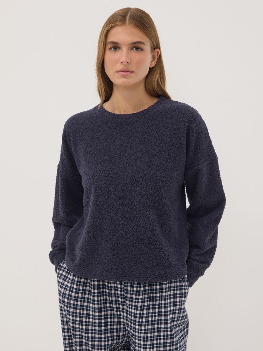 Blue stretch-fabric crew-neck pyjamas_0