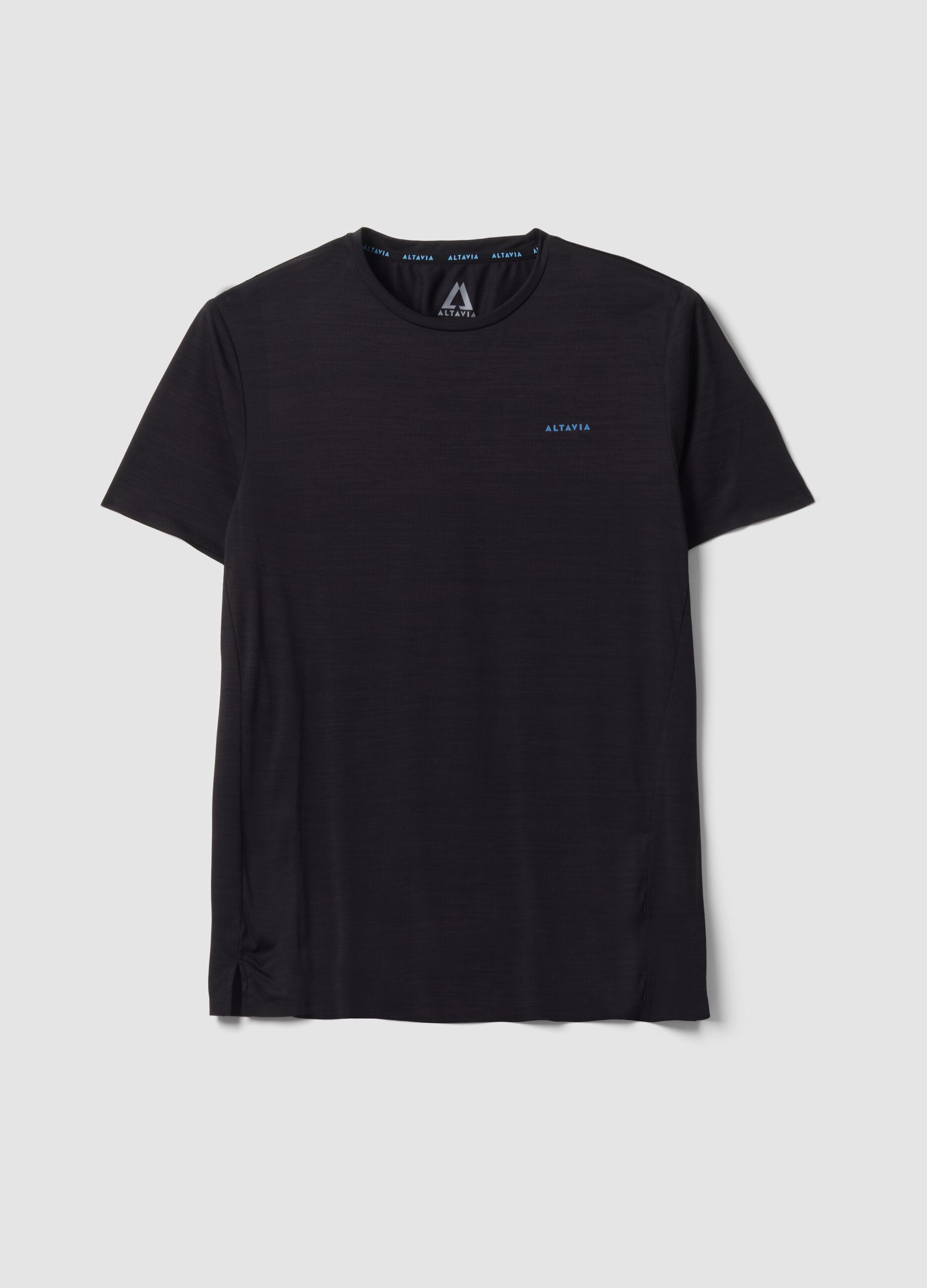 Black breathable crew-neck slim-fit T-shirt ALTAVIA RUNNING