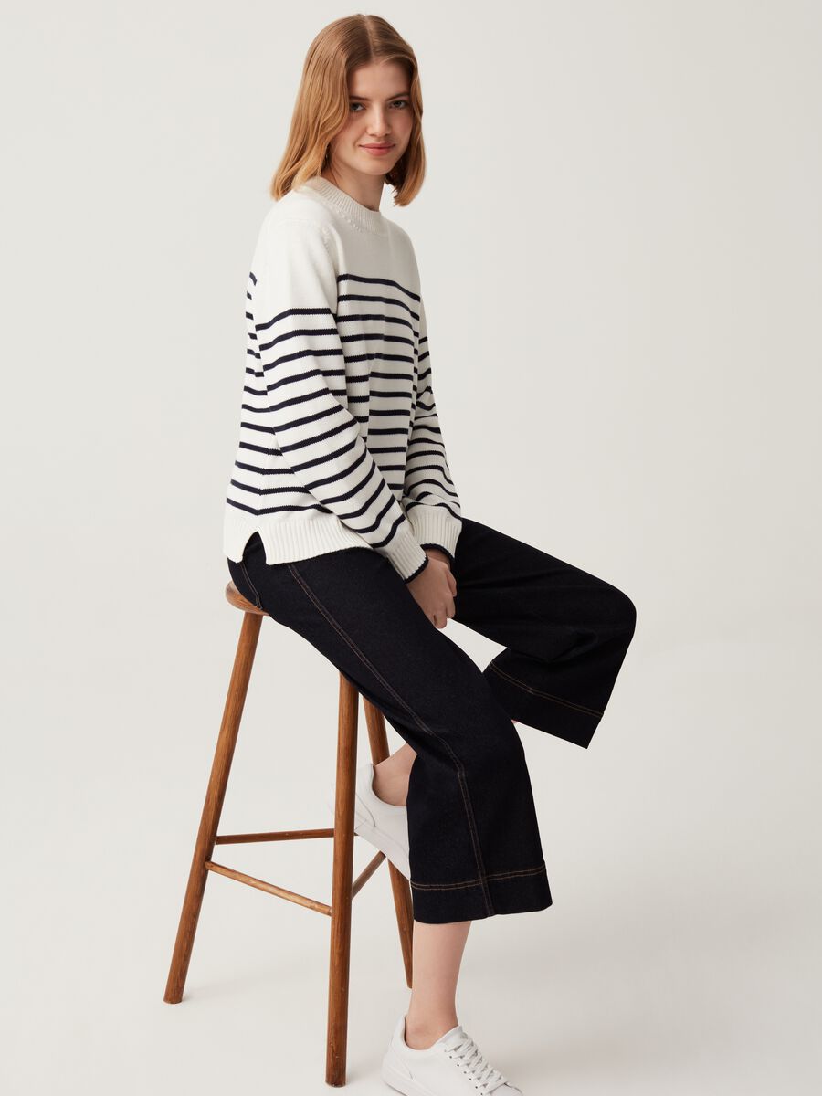 Pullover with striped mock neck_0