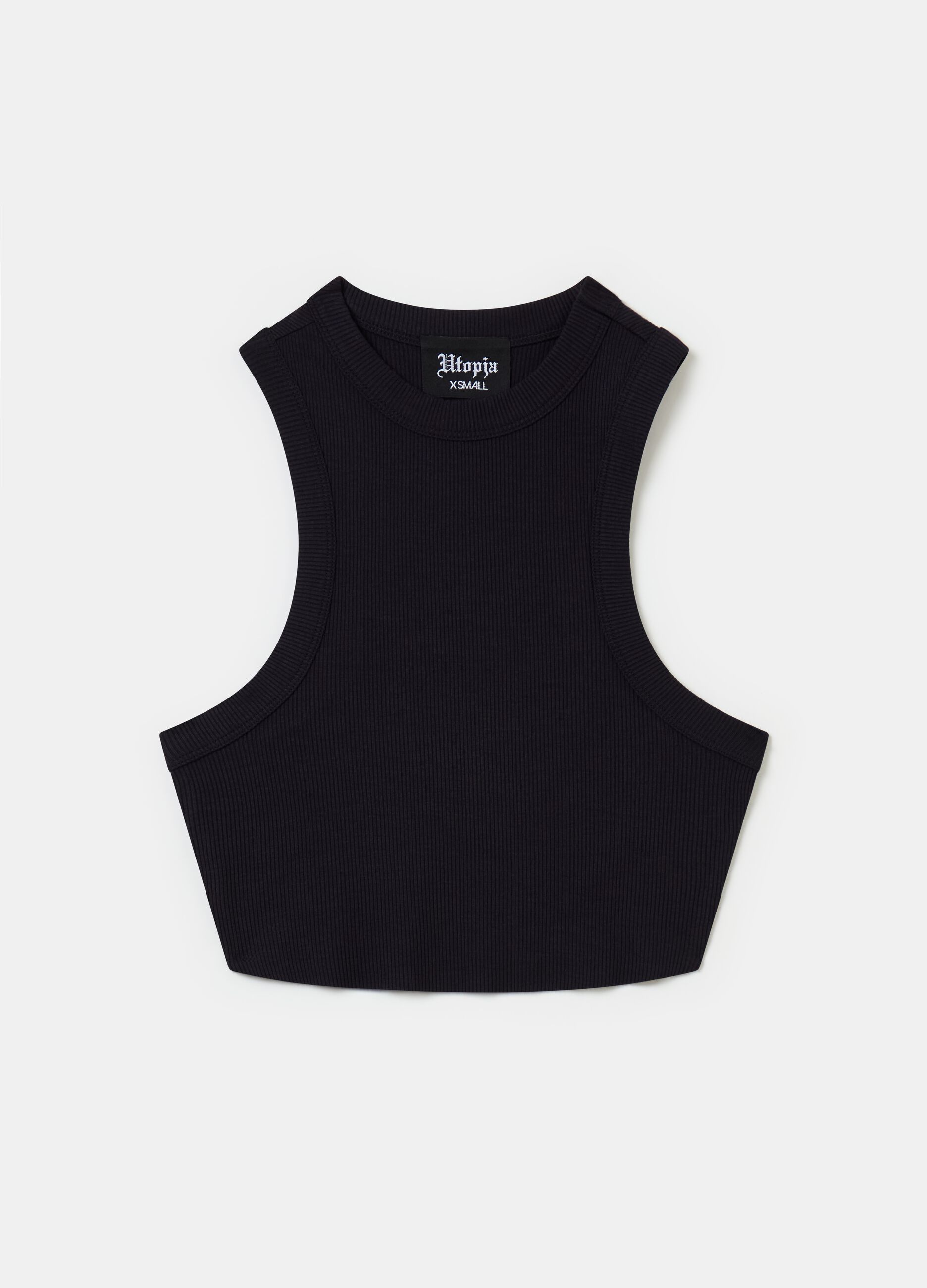 Rounded Crop Tank Black