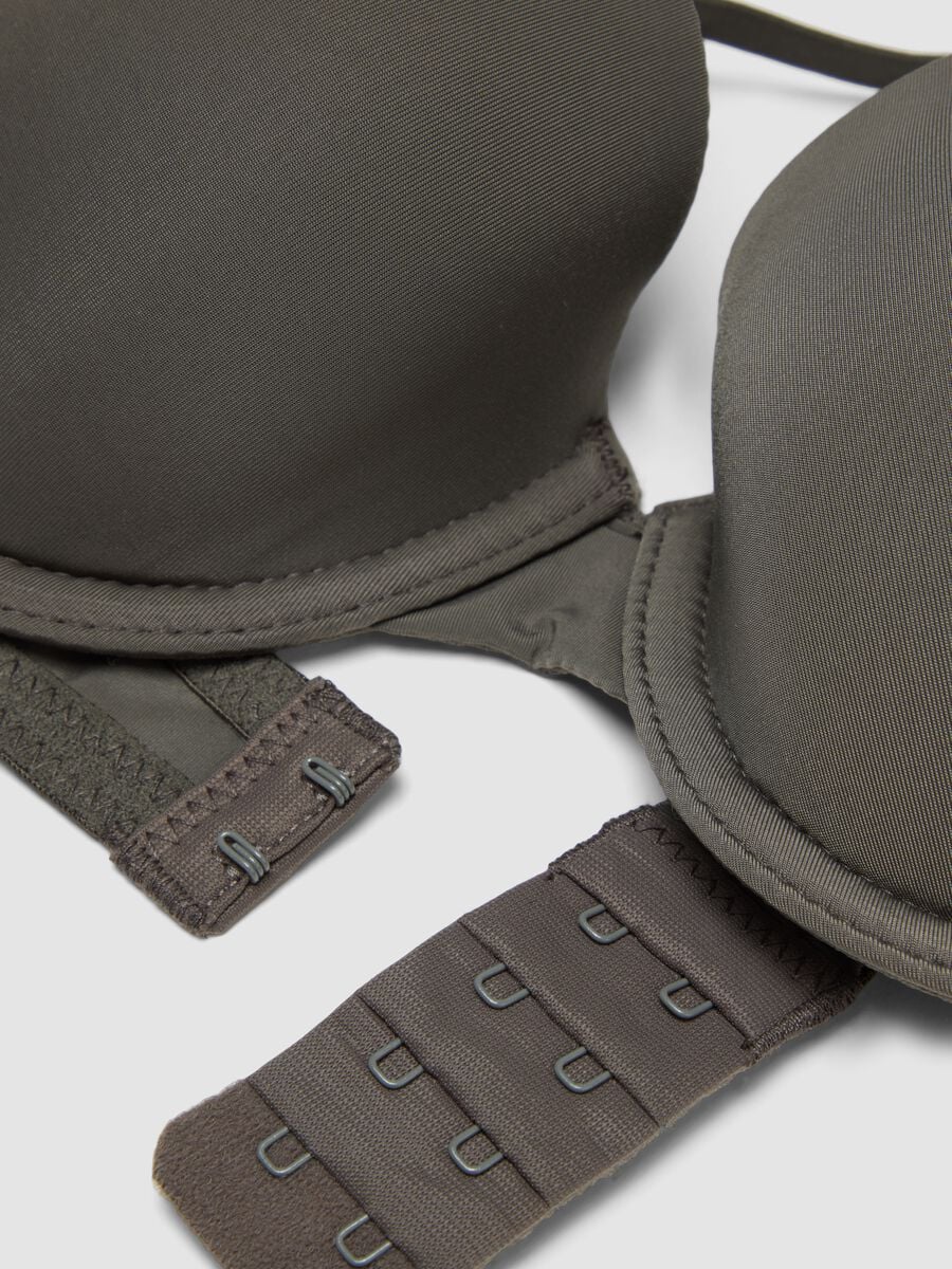 Grey padded stretch-fabric bra_1
