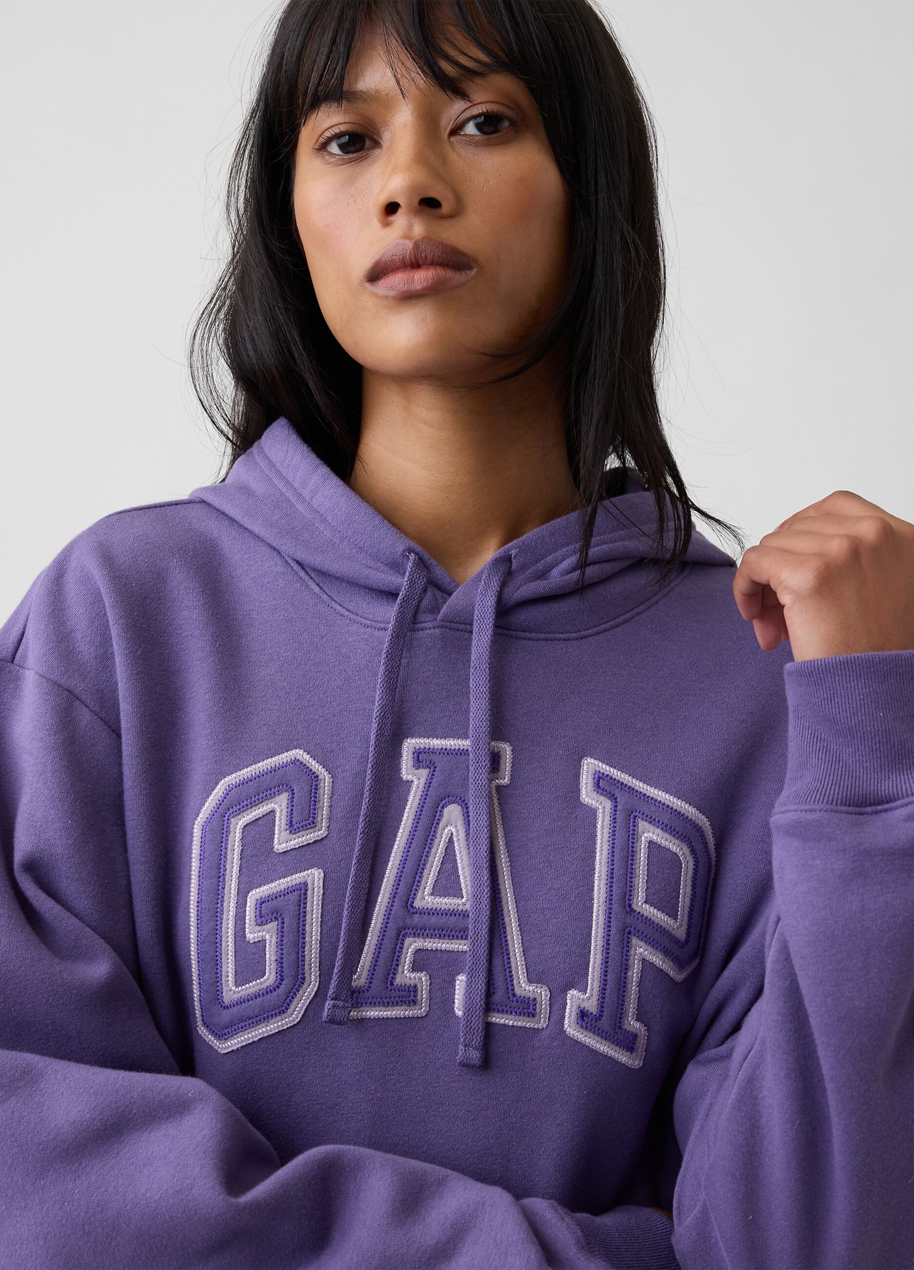 Blackberry purple cotton-blend hoodie with embroidered GAP logo