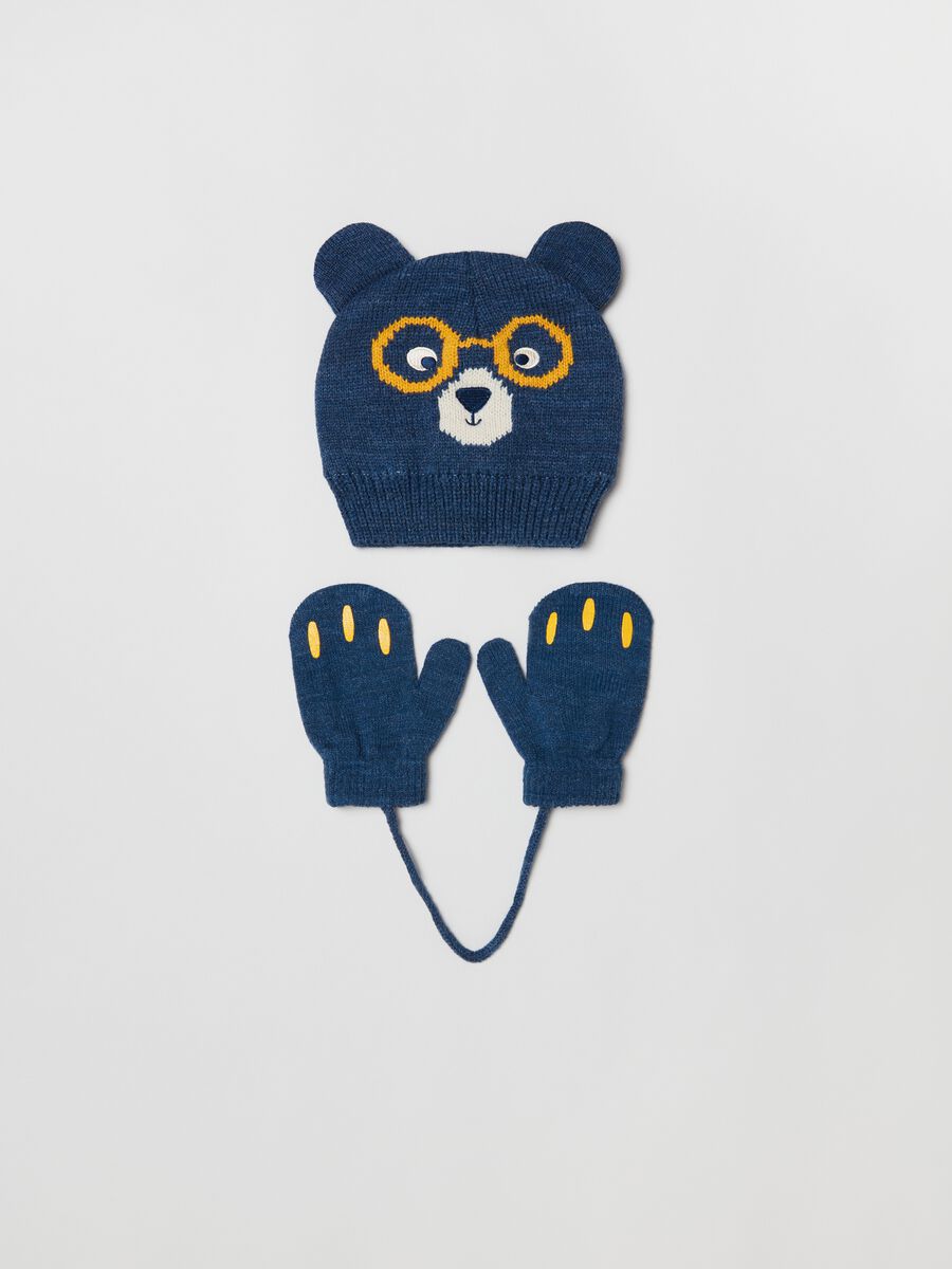 Set with embroidered beanie and mittens_0