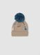 Beige hat with pom‑pom and dinosaurs_0