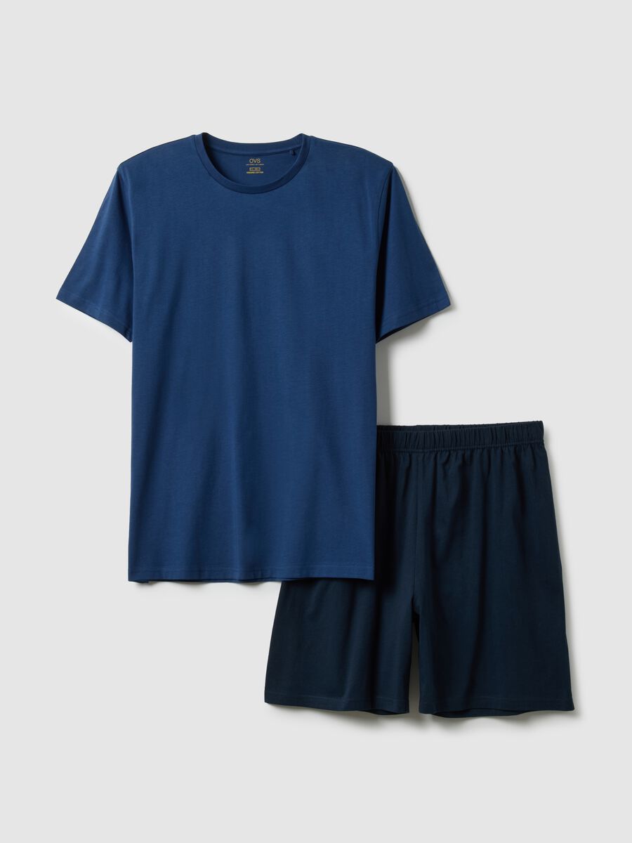 Short blue pure cotton pyjamas with regular fit_4