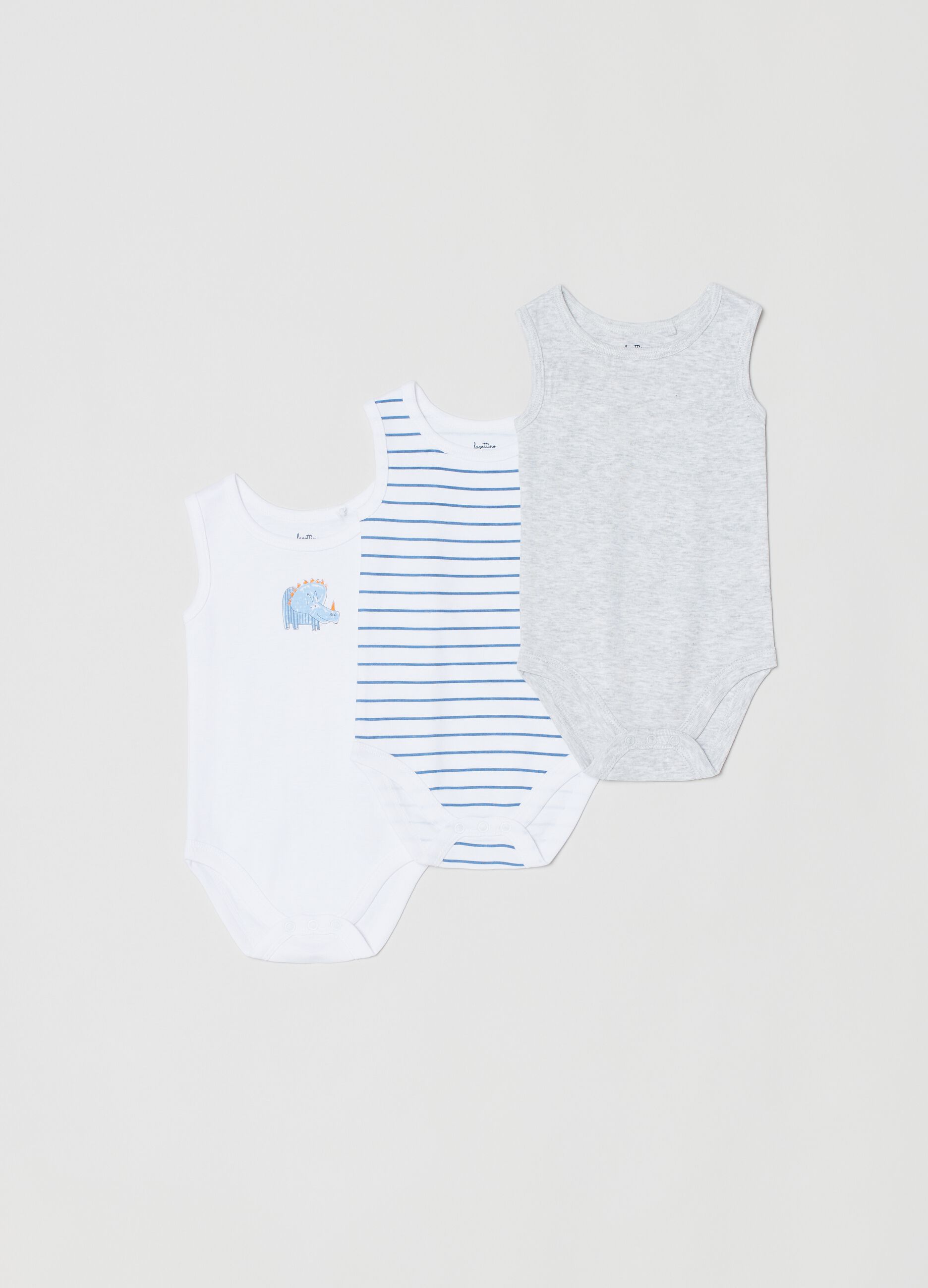 Three-pack cotton bodysuits with print