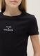 Fitted black cotton blend T-shirt for girls with phrase_2
