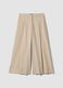 Beige stretch cotton palazzo trousers_0