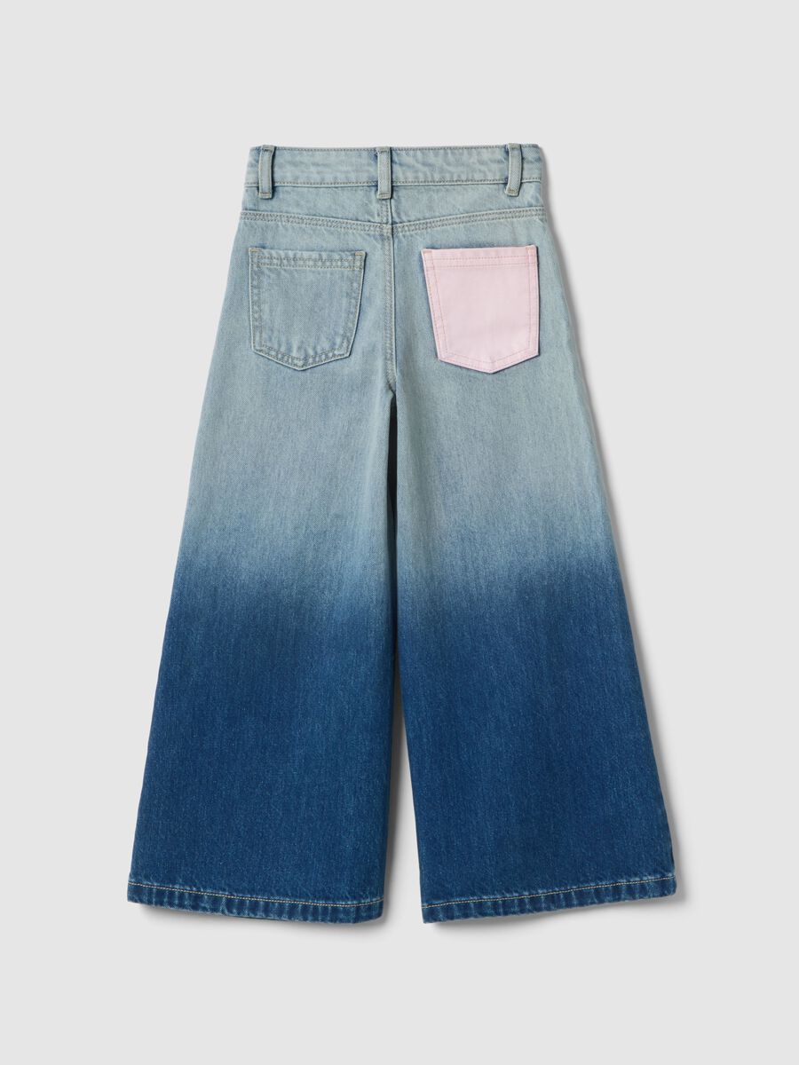 Girls' Super Wide Leg Multicolour Cotton Jeans_1