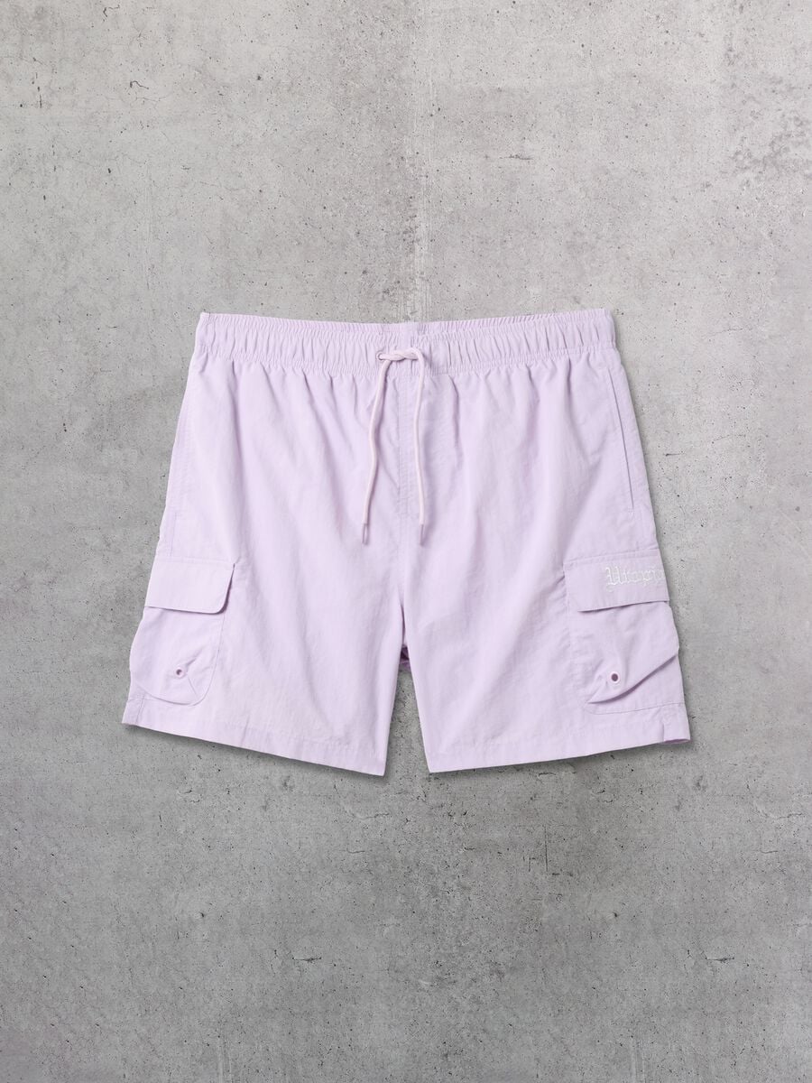Pastel Lilac Cargo Swim Shorts_4
