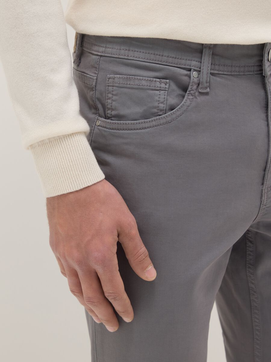 Grey Skinny Fit Stretch Cotton Trousers_3