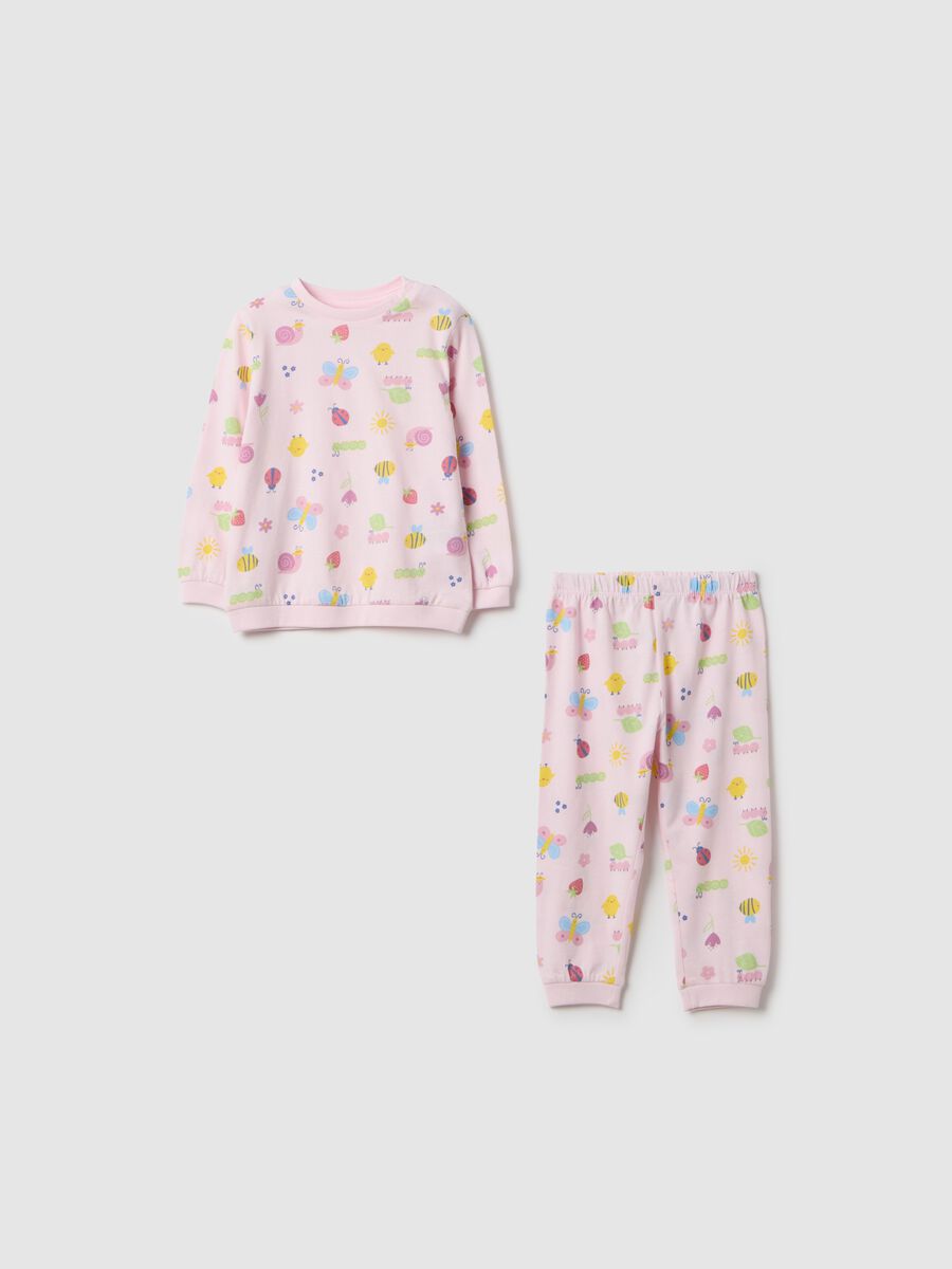 Pink baby girl pyjamas in pure cotton regular fit with prints_0