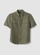 Regular fit green shirt in linen-cotton blend_4