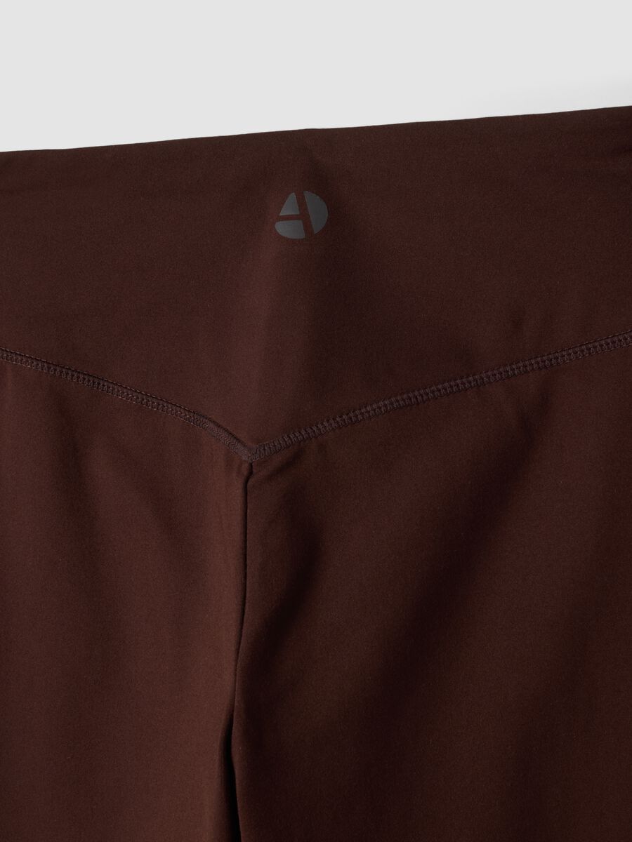 Brown flared leggings in stretch fabric_9