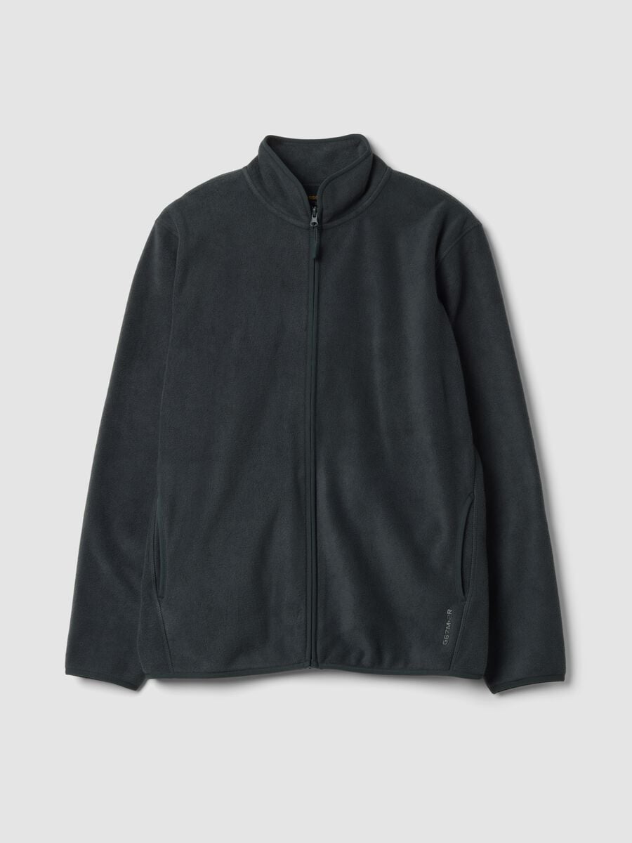 Green fleece sweatshirt with collar, regular fit_0