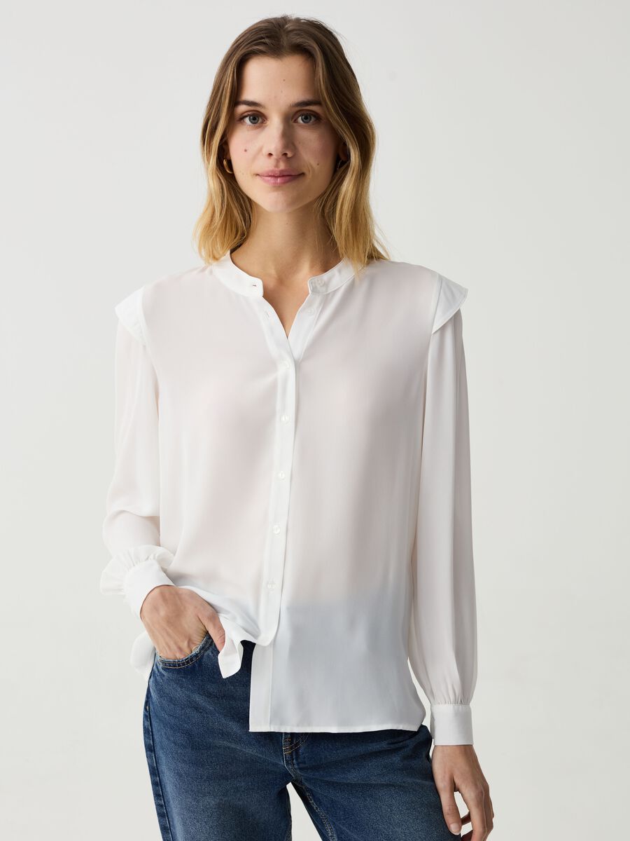 Shirt with puff sleeves with flounce_1