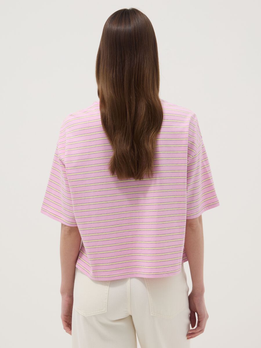 Camiseta rosa de rayas en algod&oacute;n puro_3