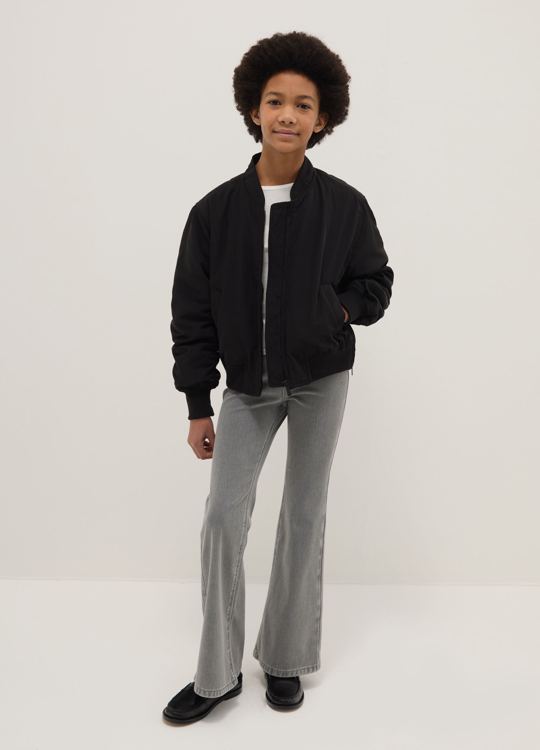 Graue Denim-Flare-Jeans f&uuml;r M&auml;dchen