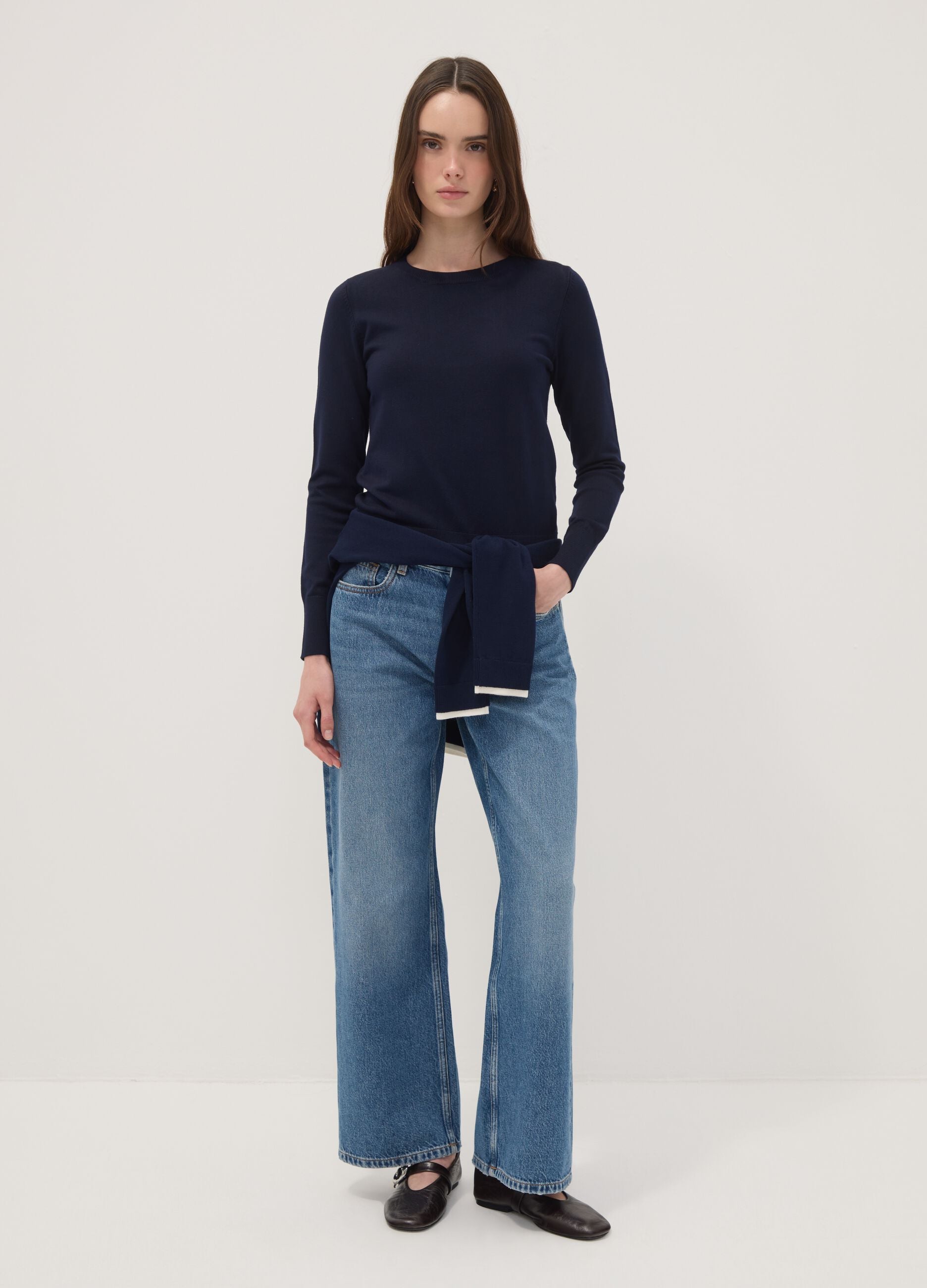Blue Sweater with Fitted Fit