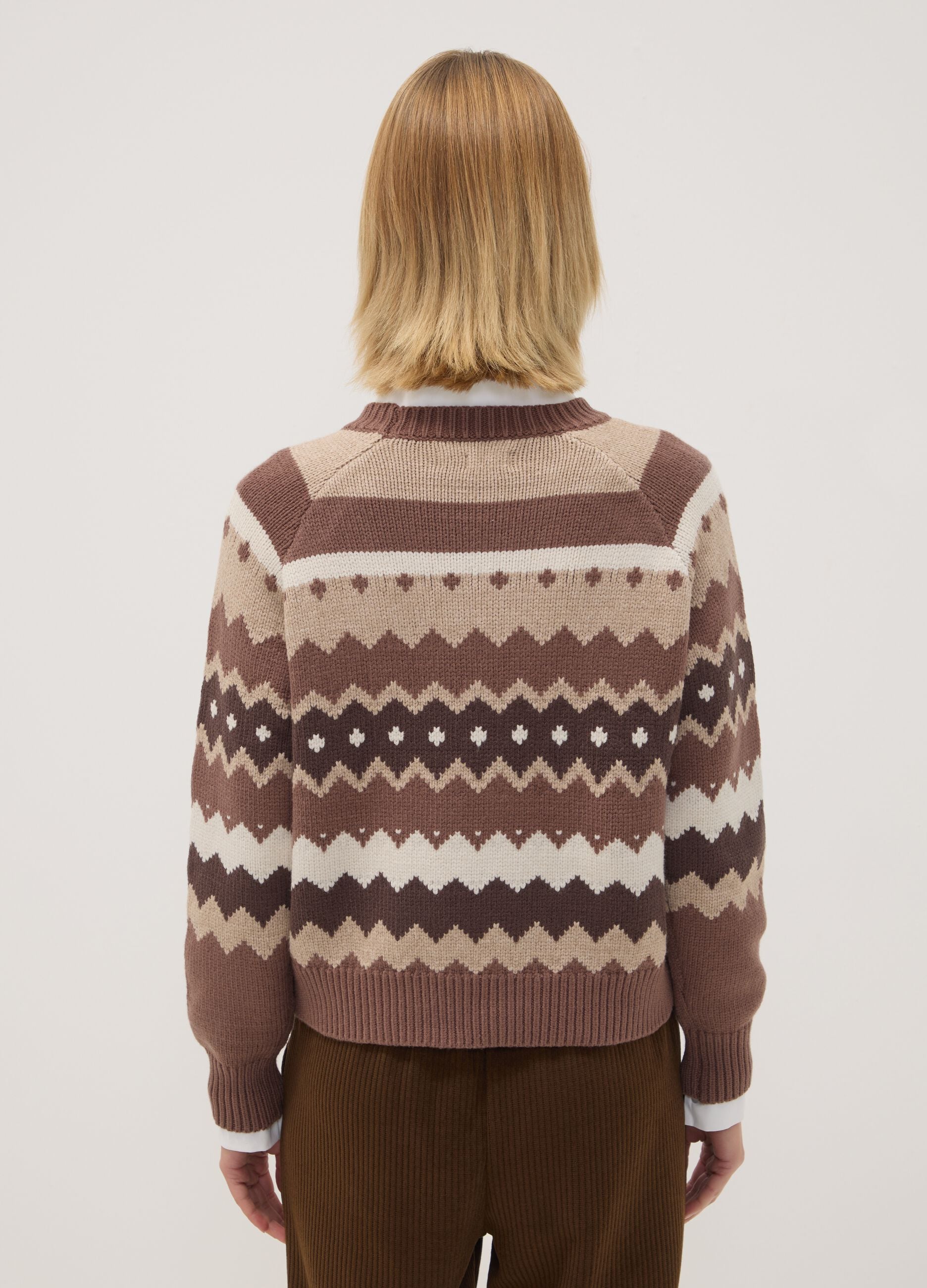 Mehrfarbiger Jacquard-Pullover aus Viskosemix, Regular Fit