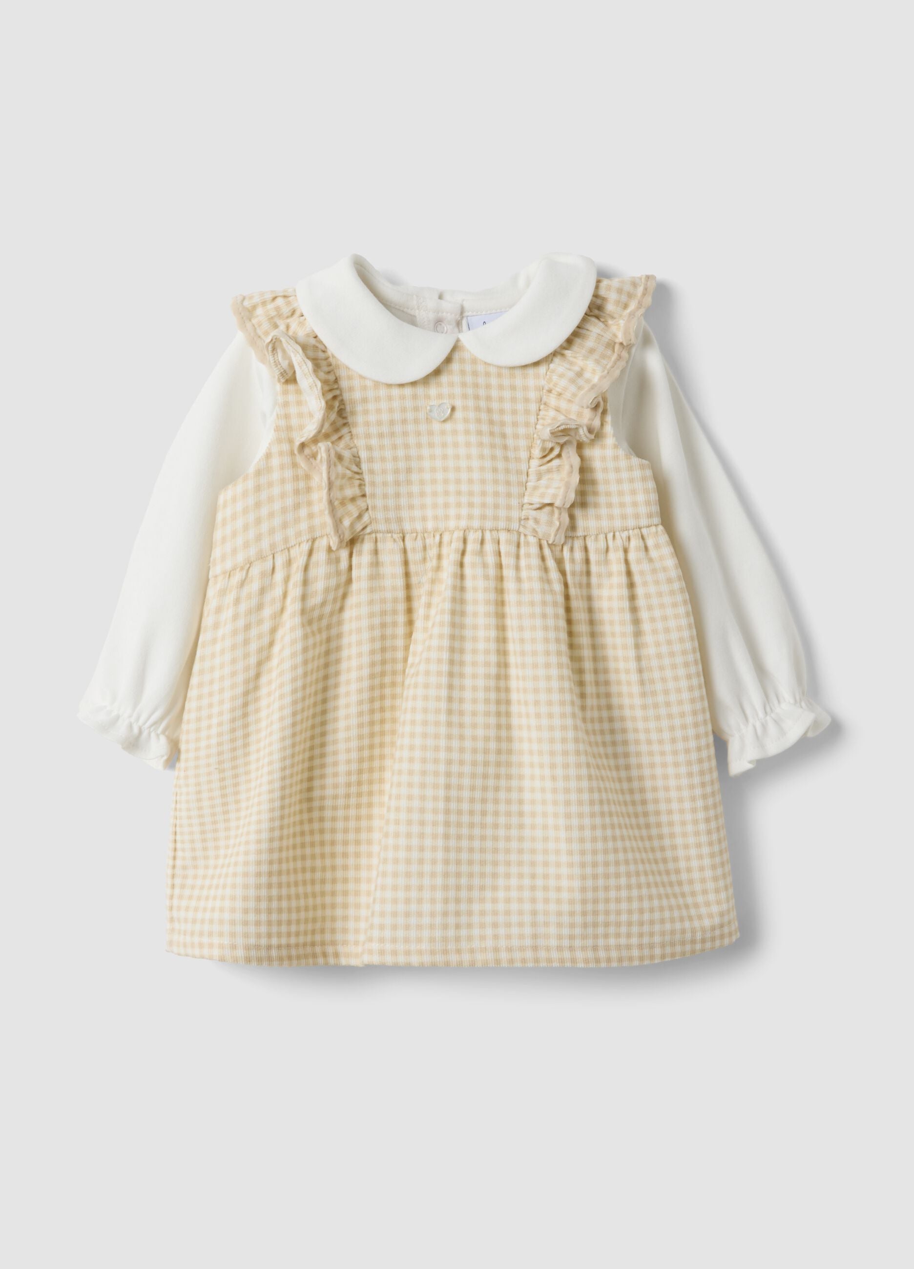 Yellow and white set in pure organic cotton for baby girl