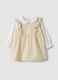 Yellow and white set in pure organic cotton for baby girl_0