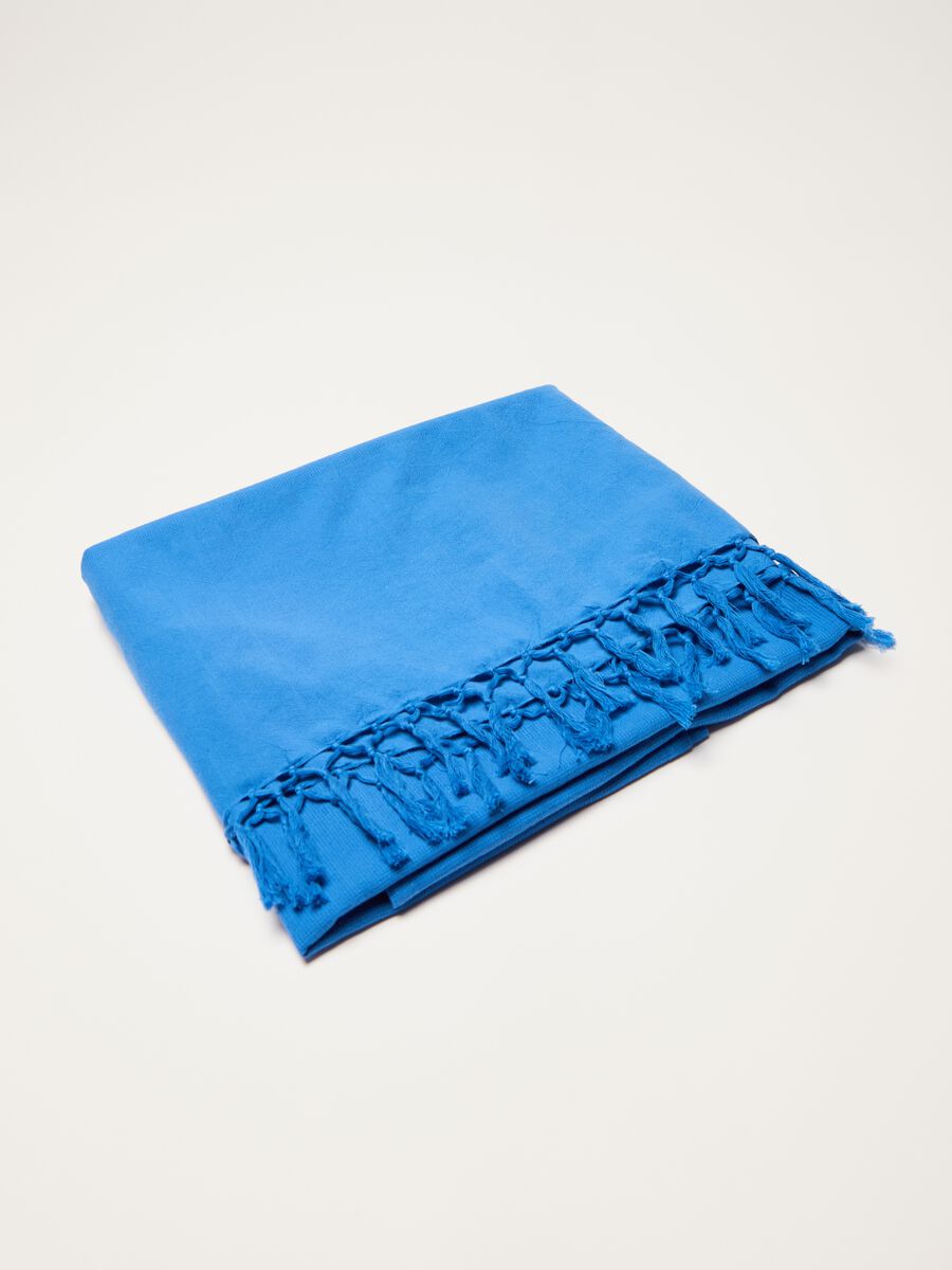Cotton beach towel with fringing_0