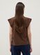 Brown pure cotton T-shirt with crochet details, regular fit_3
