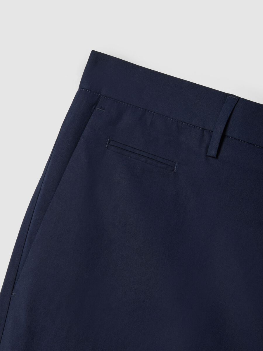 Blue Regular Fit Stretch Cotton Trousers_5