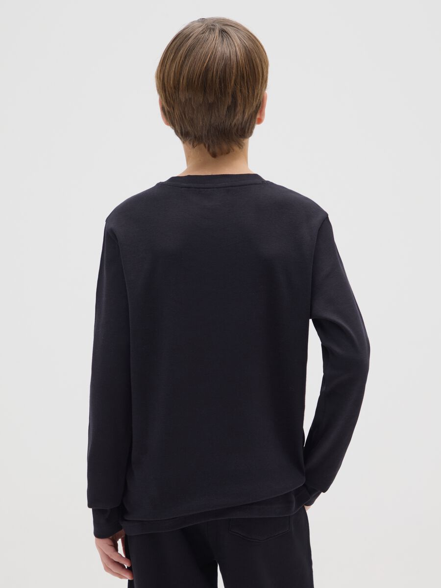 Boys' black long sleeve t-shirt in pure cotton regular fit_1