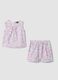 Pink stretch-fabric set with top and shorts for girls_0