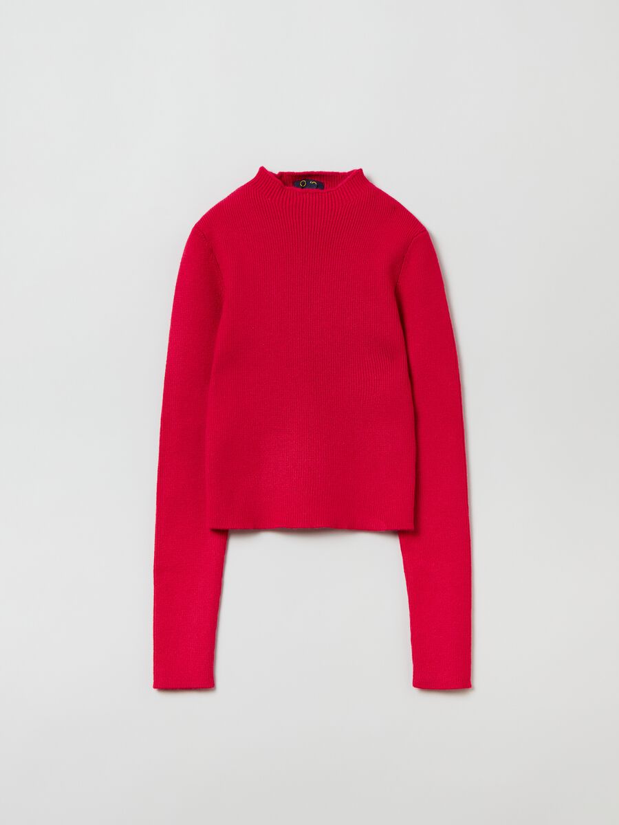 Ribbed pullover with mock neck_0