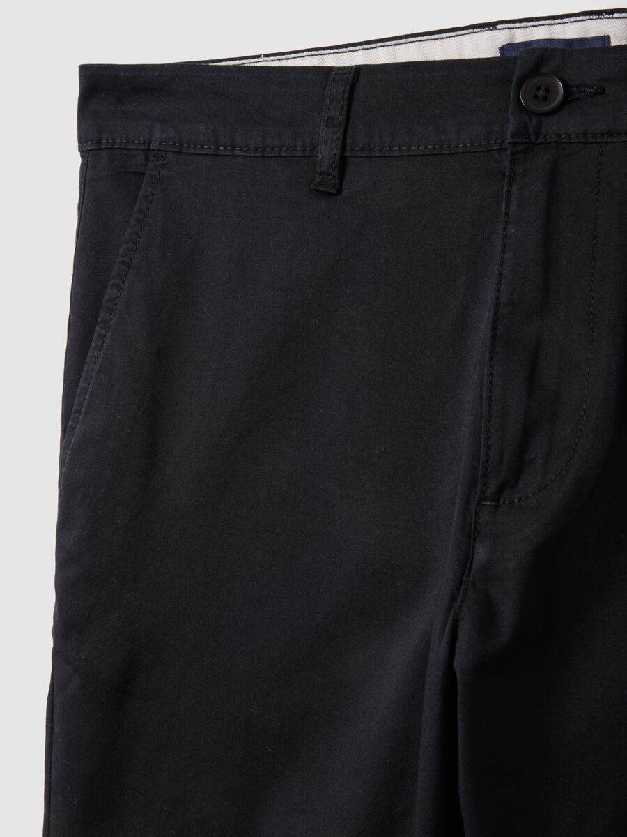 Black Stretch Cotton Slim Fit Chino Trousers_5