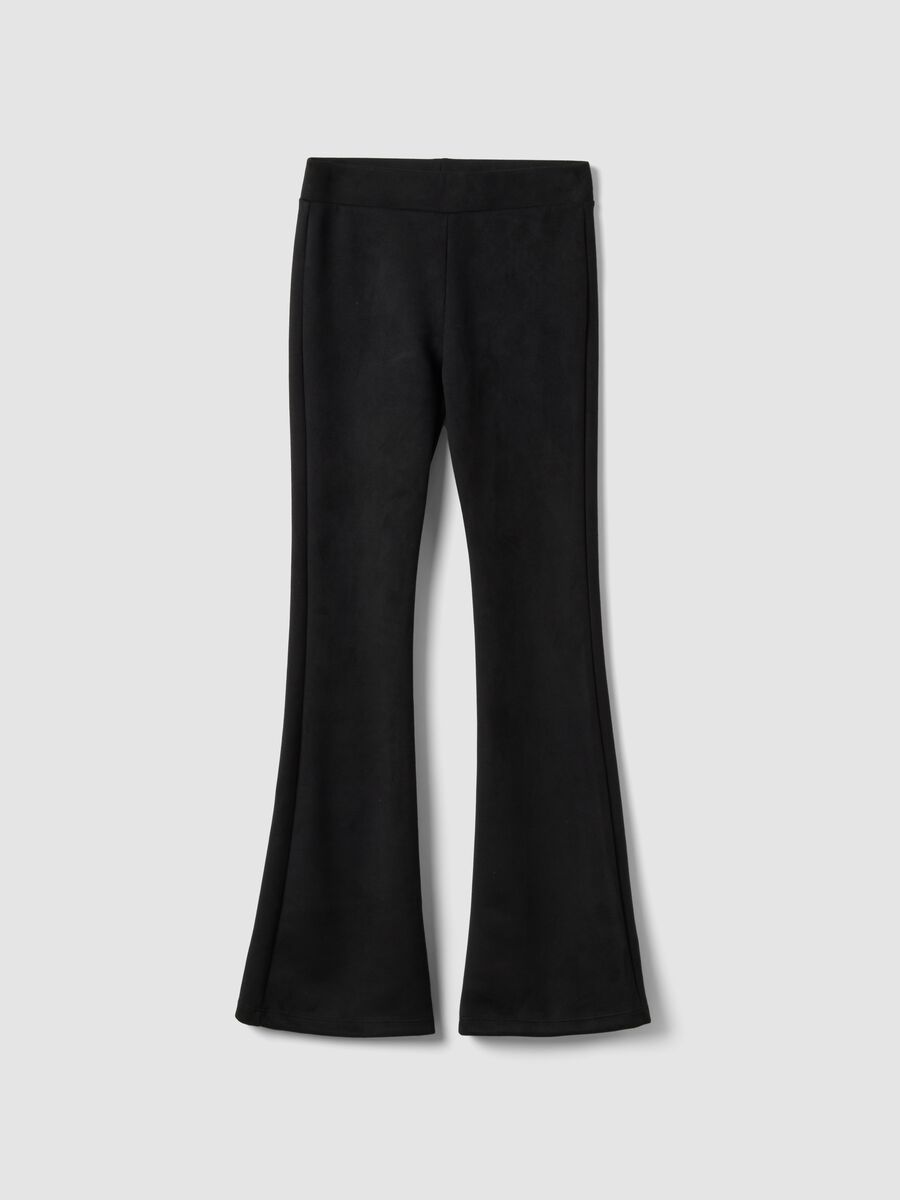 Black flared leggings in stretch fabric_0